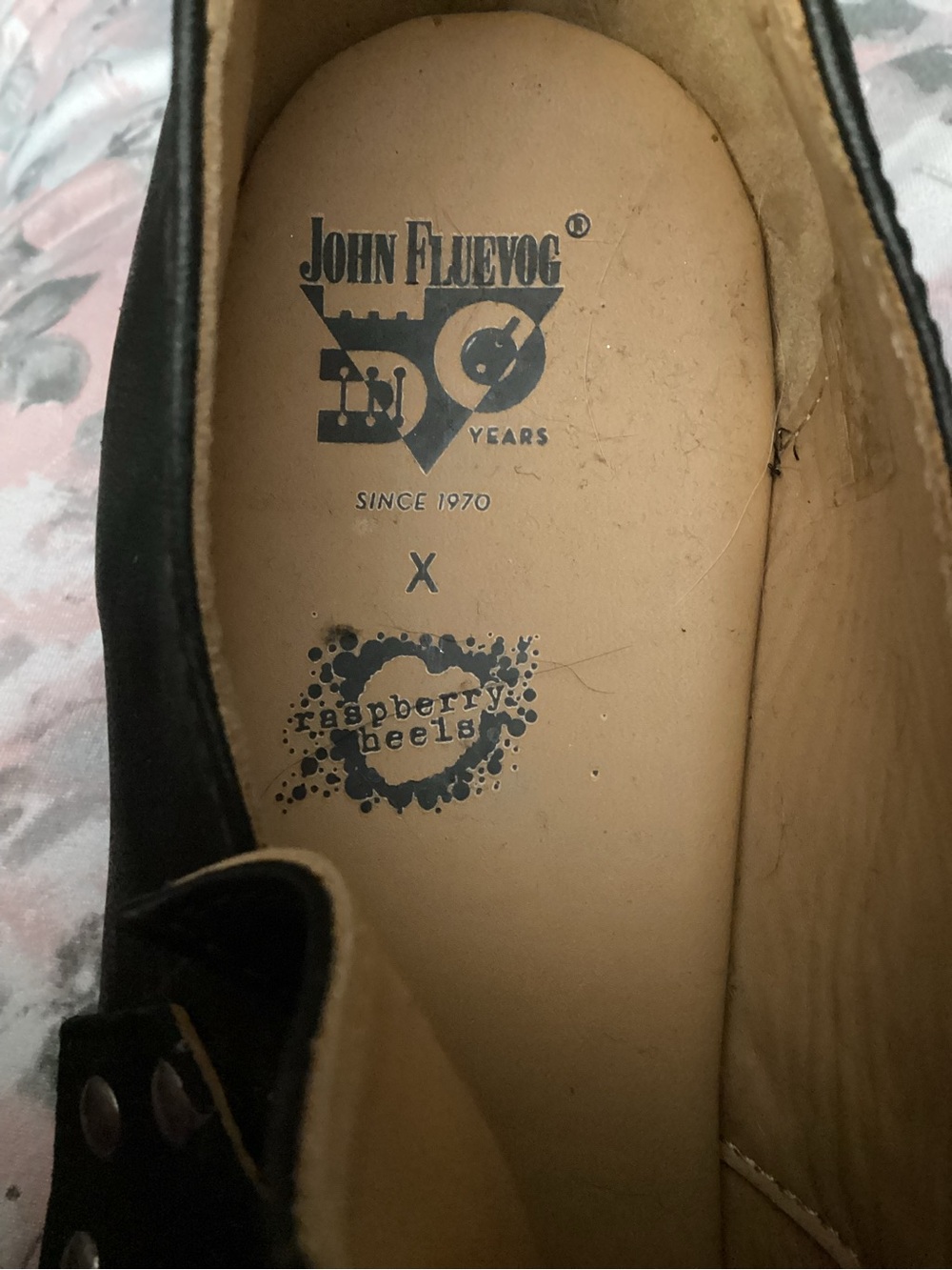 John Fluevog Black Leather Slip-On Loafers with Silver Rivet Detail - Picture 2 of 12
